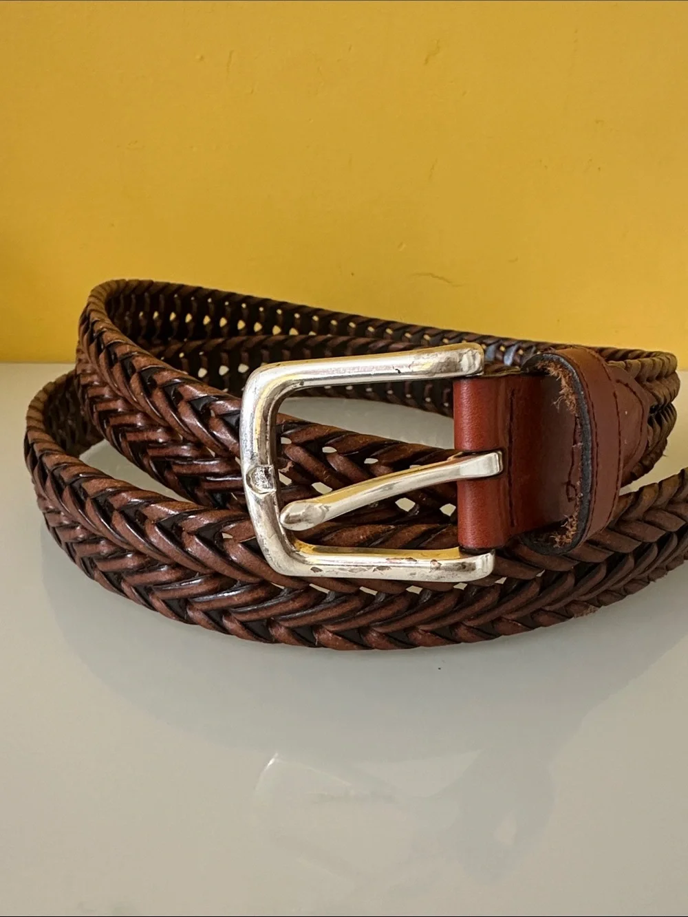 Dockers Brown Braided Leather Men's Belt 3XL Waist 54-58 in